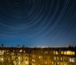 Berlin, view to the east, star trails, star trails, long exposure, composing Berlin, view to the east, star trails, star trails, long exposure, composing